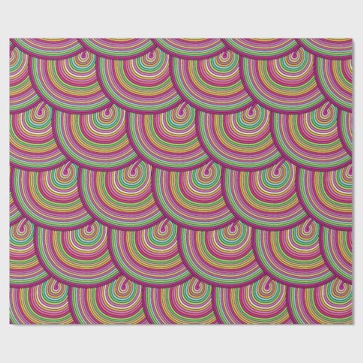 Retro Rainbow Psychedelic Circles Pattern Geschenkpapier (Flach)