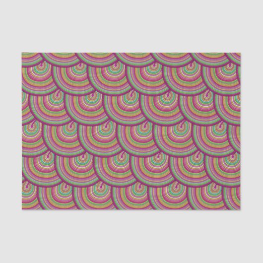 Retro Rainbow Psychedelic Circles Pattern Seidenpapier (Vorderseite)