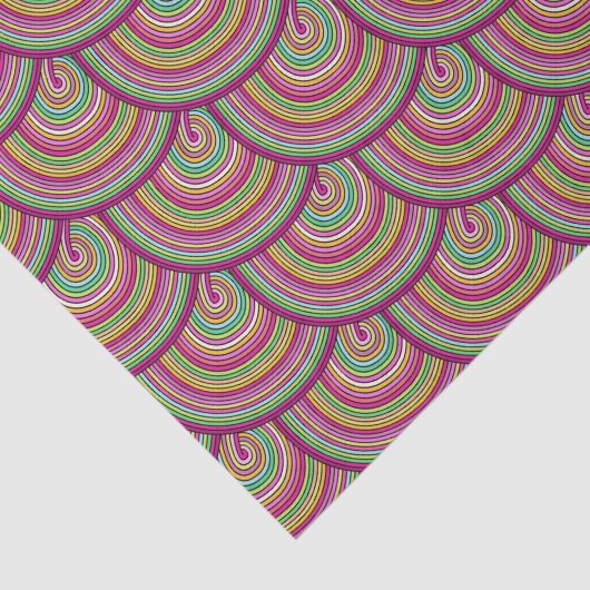 Retro Rainbow Psychedelic Circles Pattern Seidenpapier (Ausschnitt)