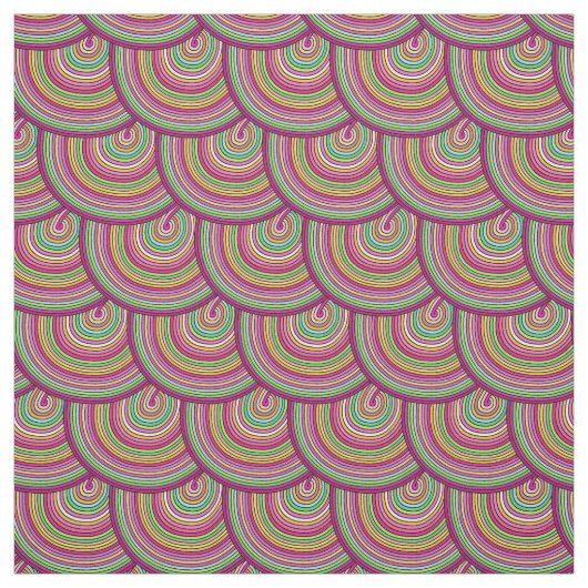 Retro Rainbow Psychedelic Circles Pattern Stoff (Muster)