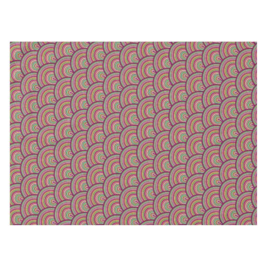 Retro Rainbow Psychedelic Circles Pattern Tischdecke (Vorderseite (Horizontal))