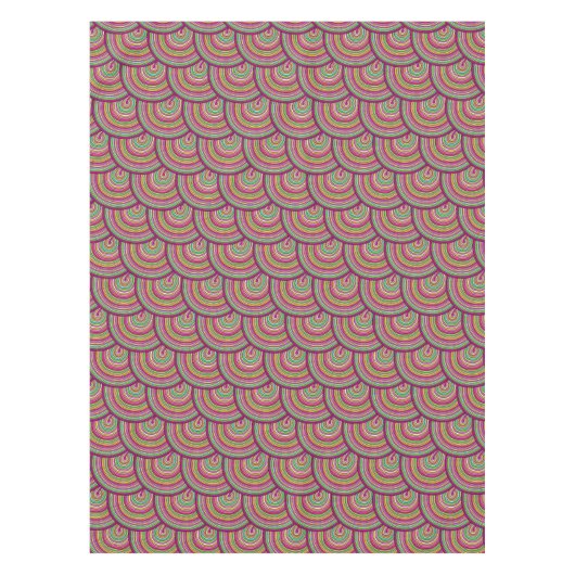 Retro Rainbow Psychedelic Circles Pattern Tischdecke (Vorderseite)
