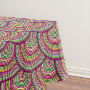 Retro Rainbow Psychedelic Circles Pattern Tischdecke