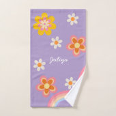 Retro Rainbow purple kids Badhandtuch Set (Handtuch)