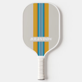 Retro-Rainbow-Rally-Streifen mit Namen Pickleball Schläger