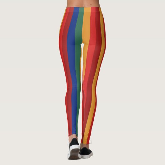 Retro Rainbow Regenbogen Regenbogenfarben Leggings (Rückseite)