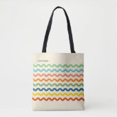Retro Rainbow Ric Rac Streifen mit Namen Tasche (Vorderseite)