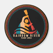 Retro Rainbow River Kayaking Magnet (Vorne)