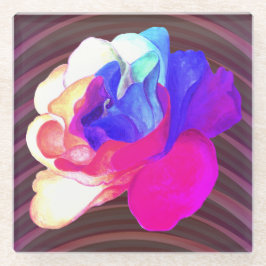 Retro Rainbow Rose Pop Art Glasuntersetzer