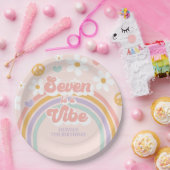 Retro Rainbow Seven ist ein Vibe 7. Geburtstag Pappteller (Party)