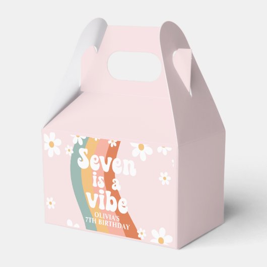 Retro Rainbow Seven ist ein Vibe Daisy 7. Geburtst Geschenkschachtel (Vorderseite)