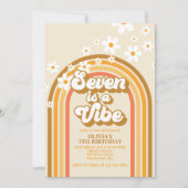 Retro Rainbow Seven ist ein Vibe Groovy 7. Geburts Einladung (Vorderseite)