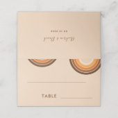 Retro Rainbow Seventies Typografie Creme Beige 70e Platzkarte (Außenseite Aufgefaltet)