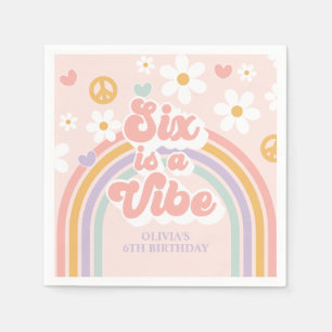 Retro Rainbow Six ist ein Vibe 6. Geburtstag Serviette