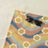 Retro Rainbow Smiley Blume Strandtuch (Beispiel)