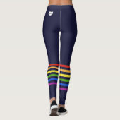 Retro Rainbow Stripes Navy Mit Monogramm Herz Leggings (Rückseite)