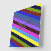 Retro Rainbow Stripes Regenbogen Regenbogenfarben Quadratische Wanduhr (Winkel)