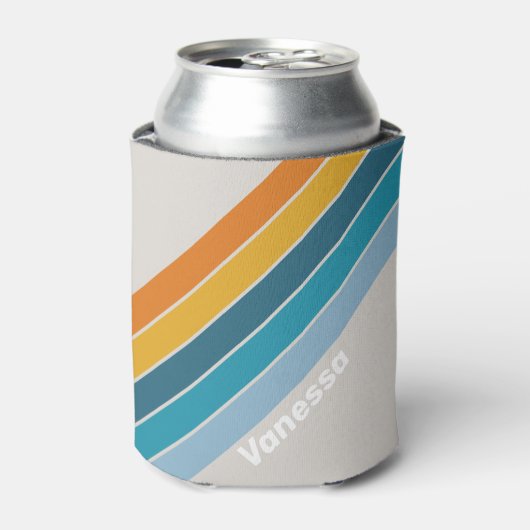 Retro Rainbow Stripes with Name Dosenkühler (Kanne Vorderseite)