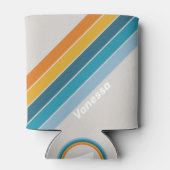 Retro Rainbow Stripes with Name Dosenkühler (Rückseite)