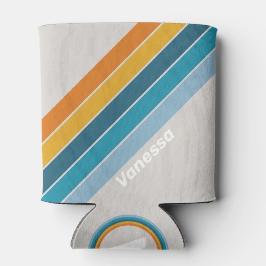 Retro Rainbow Stripes with Name Dosenkühler (Rückseite)
