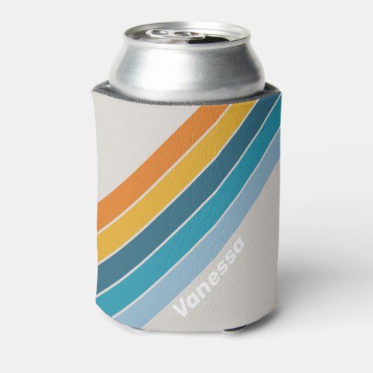 Retro Rainbow Stripes with Name Dosenkühler (Kanne Rückseite)