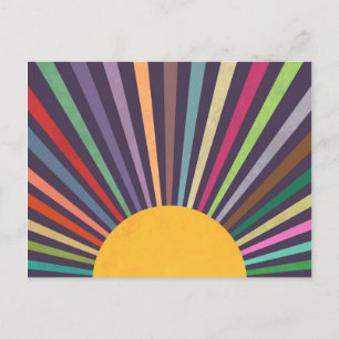 Retro Rainbow Sun Rays Postkarte