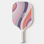 Retro Rainbow Swirl Individuelle Name Pickleball Schläger (Vorderseite)