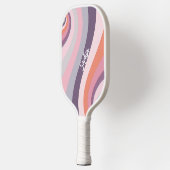 Retro Rainbow Swirl Individuelle Name Pickleball Schläger (Links)
