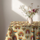 Retro Rainbow Tablecloth 60s Pastel Table Joy Tischdecke