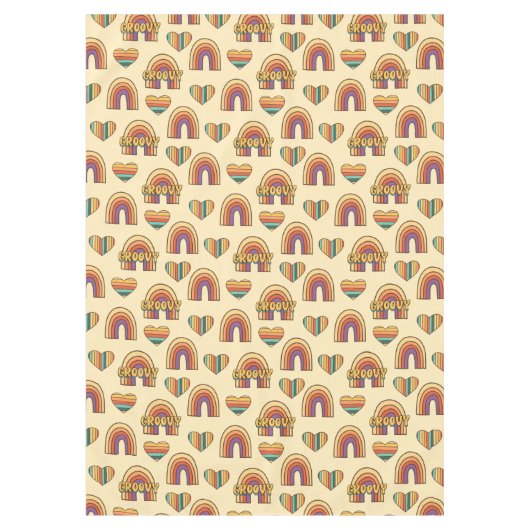 Retro Rainbow Tablecloth 60s Pastel Table Joy Tischdecke (Vorderseite)
