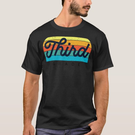 Retro Rainbow Teacher Dritter Klasse Niedlich T-Shirt (Vorderseite)