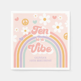 Retro Rainbow Ten ist ein Vibe 10. Geburtstag Serviette