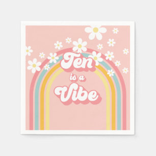Retro Rainbow Ten ist ein Vibe Groovy zum 10. Gebu Serviette