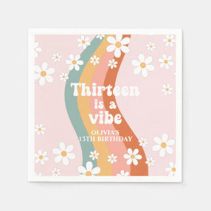 Retro Rainbow Thirteen ist ein Vibe 13. Geburtstag Serviette