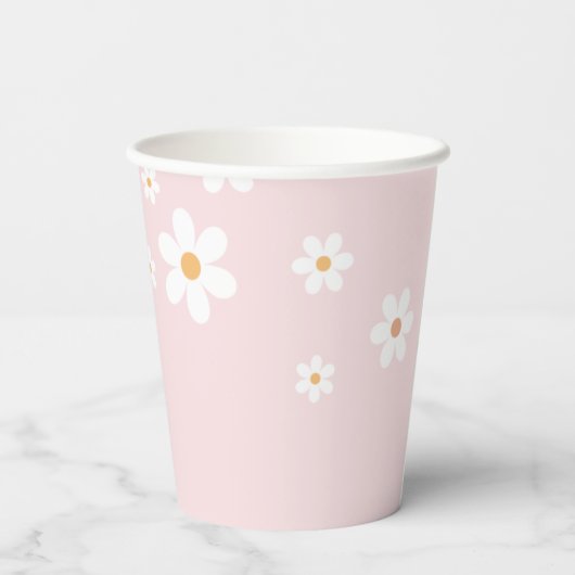 Retro Rainbow Two Groovy Daisy Pappbecher (Rückseite)