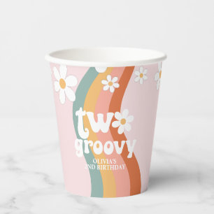 Retro Rainbow Two Groovy Daisy Pappbecher