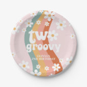 Retro Rainbow Two Groovy Daisy Pappteller (Vorderseite)