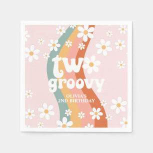 Retro Rainbow Two Groovy Daisy Serviette