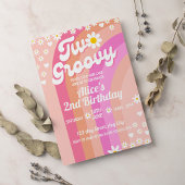 Retro Rainbow Two Groovy Einladung