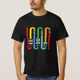 Retro Rainbow Typography T-Shirt, Black tee