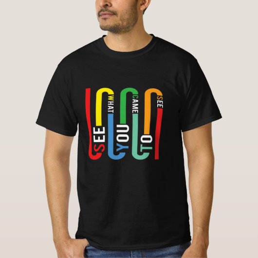 Retro Rainbow Typography T-Shirt, Black tee (Vorderseite)