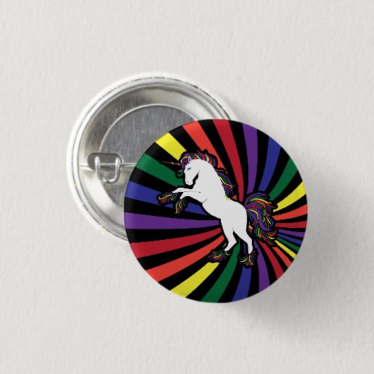 Retro Rainbow Unicorn Button (Vorne & Hinten)