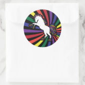 Retro Rainbow Unicorn Runder Aufkleber (Tasche)