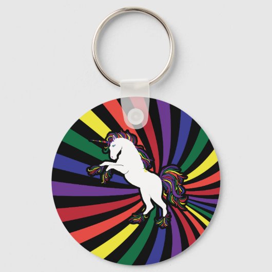 Retro Rainbow Unicorn Schlüsselanhänger (Vorderseite)
