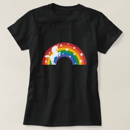 Retro Rainbow Unicorn T - Shirt (Design vorne)