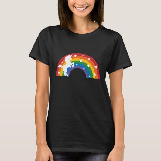 Retro Rainbow Unicorn T - Shirt (Vorderseite)