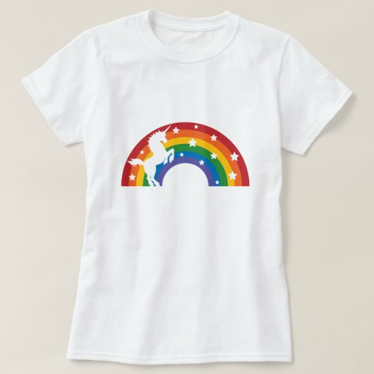 Retro Rainbow Unicorn Weißer T - Shirt (Design vorne)