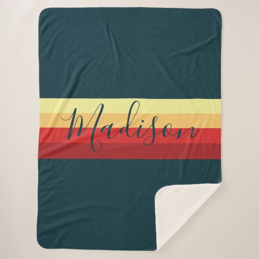 Retro Rainbow Vibe warm Multicolor Sherpadecke (Vorderseite)
