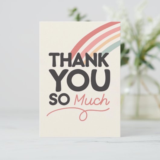 Retro Rainbow Vielen Dank Dankeskarte (Stehend Vorderseite)