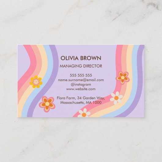 Retro Rainbow Visitenkarte (Rückseite)